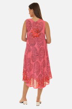 Women Rayon Midi Seashell Print Dress