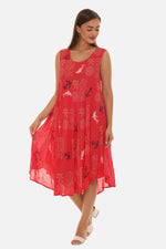 Women Rayon Midi Anchor And Dolphin Print Dress