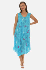 Women Rayon Midi Anchor And Dolphin Print Dress