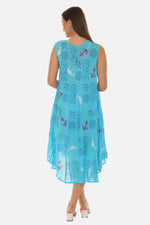 Women Rayon Midi Anchor And Dolphin Print Dress