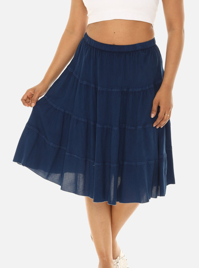 tiered ruffle skirt dress knee length FRILL RUFFLE SKIRT