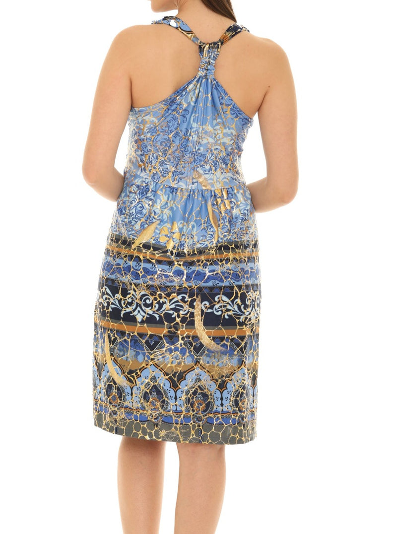 Abstract Gold Foil Halter Midi Dress - Shoreline Wear, Inc. Abstract Gold Foil Halter Midi Dress - Shoreline Wear, Inc.