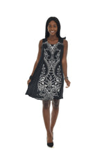 Black Abstract Floral Print Shift Dress - Shoreline Wear, Inc.