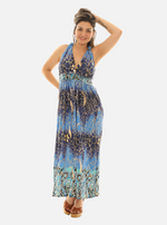 Foil Crackle Print Halter Maxi Dress – Glamorous Evening & Resort Wear
