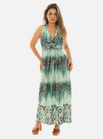 Foil Crackle Print Halter Maxi Dress – Glamorous Evening & Resort Wear