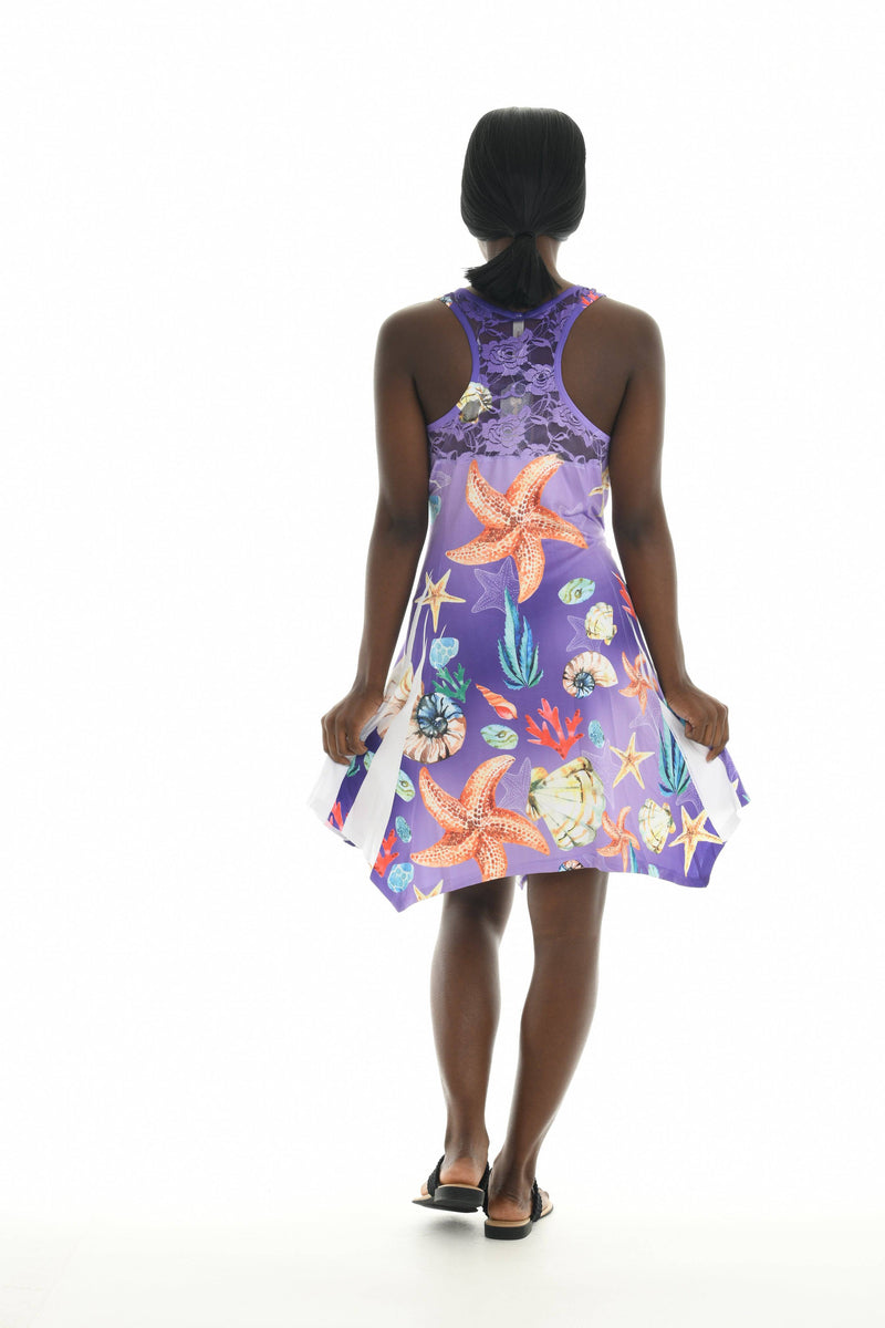 Ocean Print Sleeveless Short Dress - Shoreline Wear, Inc.