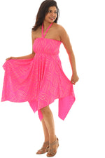 Gold Print Halter Dress - Pink and Yellow