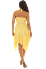 Gold Print Halter Dress - Pink and Yellow