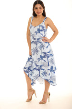 Summer Palm Tree Print Midi Dress - Shoreline Wear, Inc.