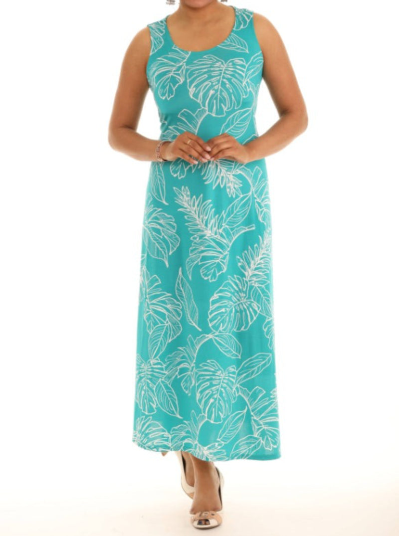 Leaf Print Summer Maxi Dress