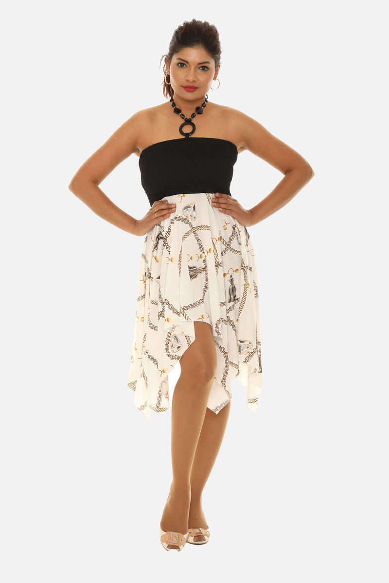 Chain Print Halter Dress with String Tie