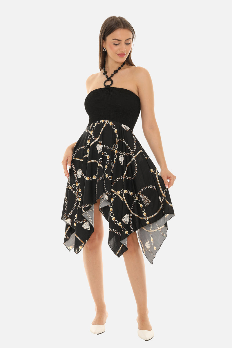 Chain Print Halter Dress with String Tie - Shoreline Wear, Inc. Chain Print Halter Dress with String Tie - Shoreline Wear, Inc.