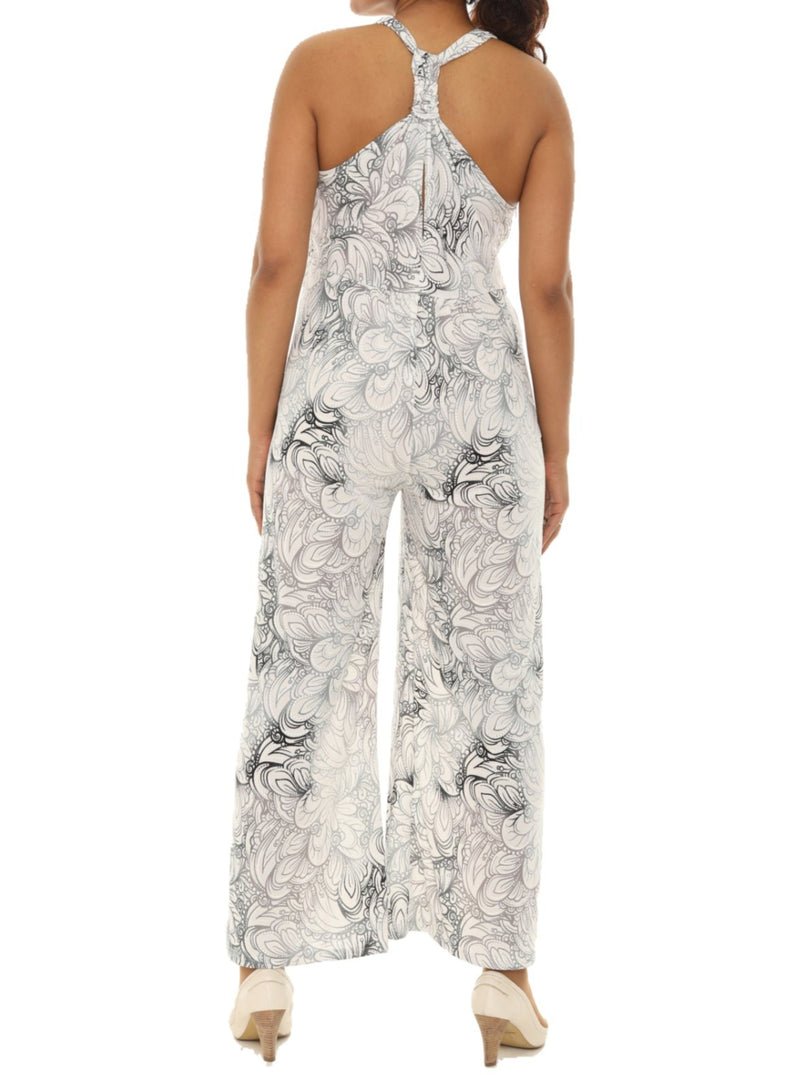 Halter Abstract Floral Printed Jumpsuit