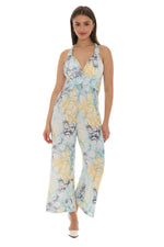 Halter Abstract Floral Printed Jumpsuit
