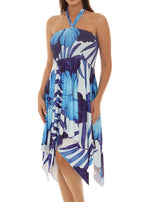 Floral Abstract Print Halter Dress