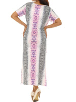 Abstract Animal Print Short Sleeve Maxi Dress