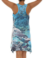 Turtle With Coral Reef Print Resort Short Dress