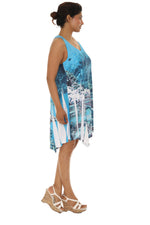 Turtle With Coral Reef Print Resort Short Dress