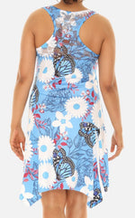 Flower & Butterfly Print Short Dress