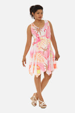 Women's Flamingo and Tropical Tree Print Beach Dress