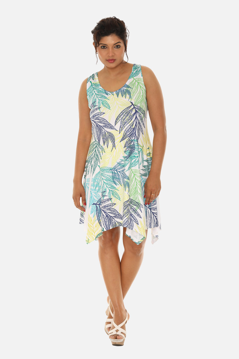 Women's Palm Leaf Print Beach Dress with Racer Back - Shoreline Wear, Inc. Women's Palm Leaf Print Beach Dress with Racer Back - Shoreline Wear, Inc.
