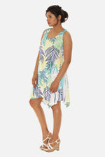 Women's Palm Leaf Print Beach Dress with Racer Back