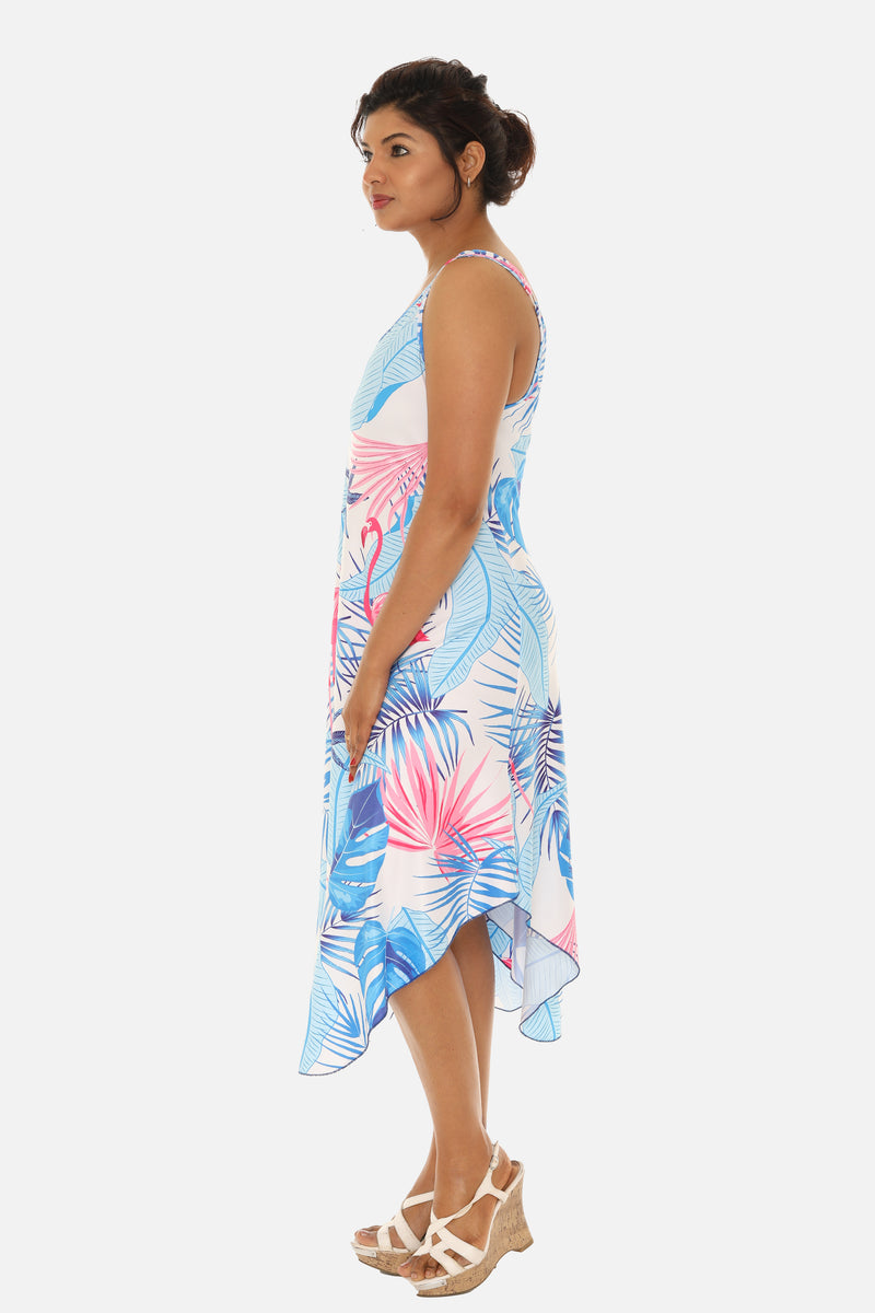 handkerchief midi dress Tropical Chevron Handkerchief Midi Dress For Women