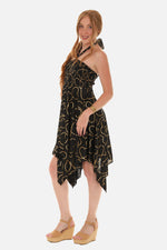 Abstract Heart Pattern Printed Halter Dress