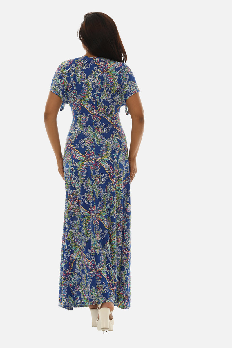 Deep V Neck Side Keyhole Maxi Abstract Floral Dress - Shoreline Wear, Inc. Deep V Neck Side Keyhole Maxi Abstract Floral Dress - Shoreline Wear, Inc.