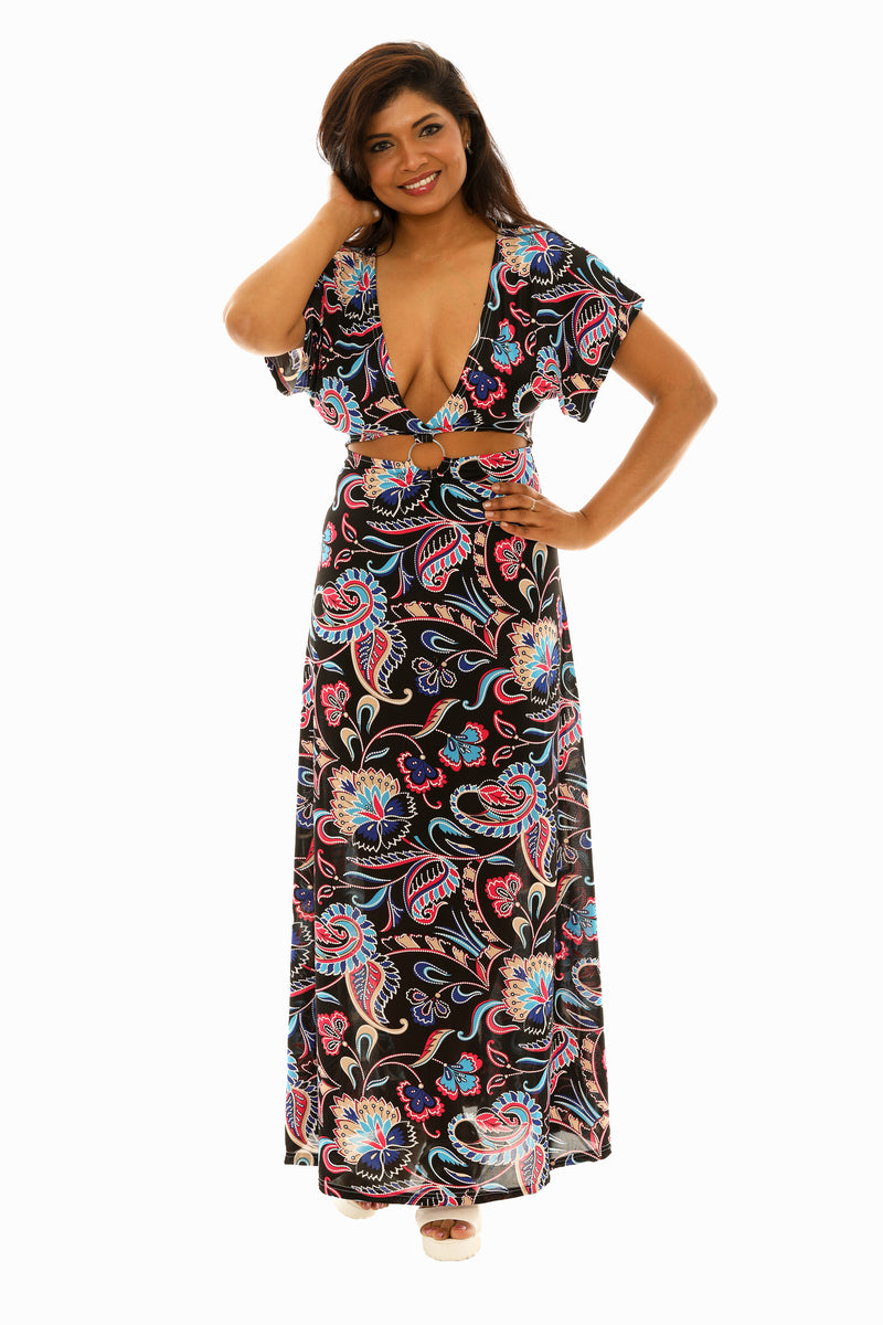 green emerald velvet dress Pact Paisley Maxi Dress green emerald velvet dress Pact Paisley Maxi Dress