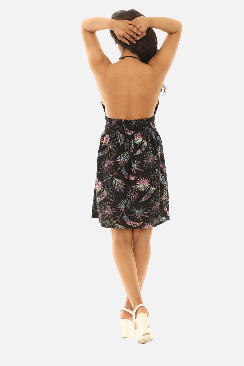 Women Mid-Lenght Dress With Multi-Color Foil Print