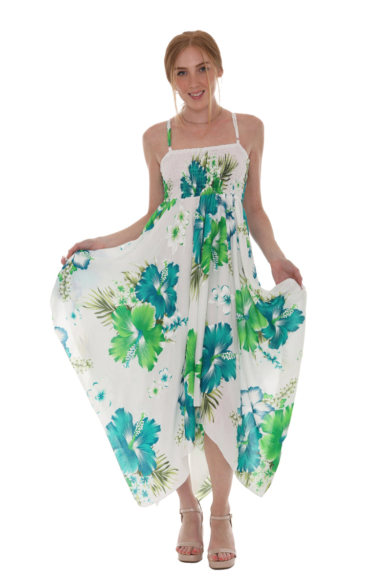 Floral Asymmetric Dress - ONE SIZE / BLUE Floral Asymmetric Dress - ONE SIZE / BLUE
