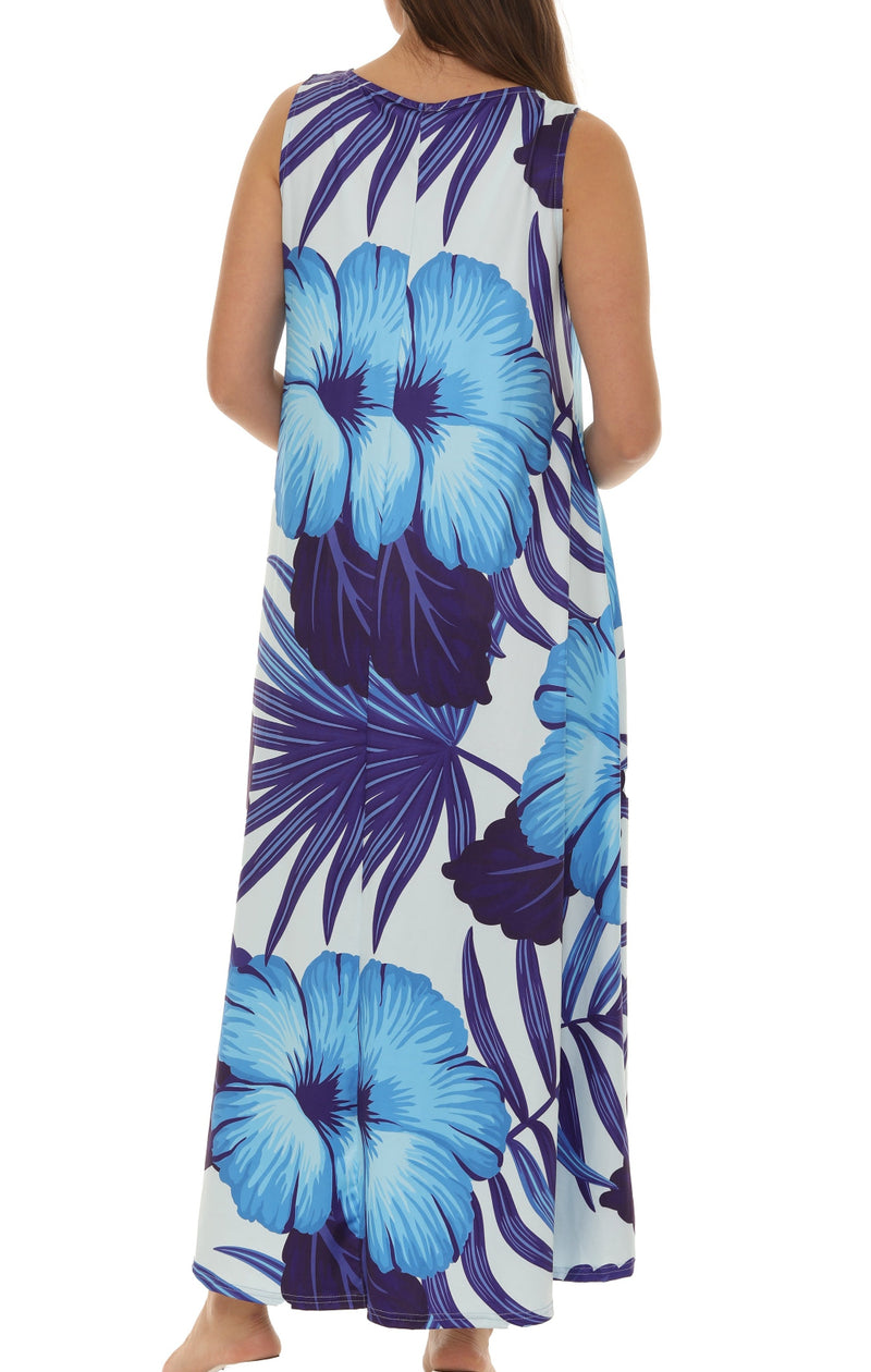 Tropical Floral Sleeveless Long Maxi Dress L / Coral Tropical Floral Sleeveless Long Maxi Dress L / Coral