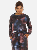 Women’s Black and Brown Tie-Dye Long Sleeve Crewneck Top & Joggers Set