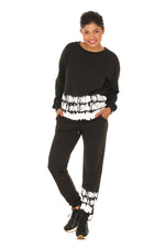 Black & White Abstract Crewneck Sweatshirt & Pocket Joggers