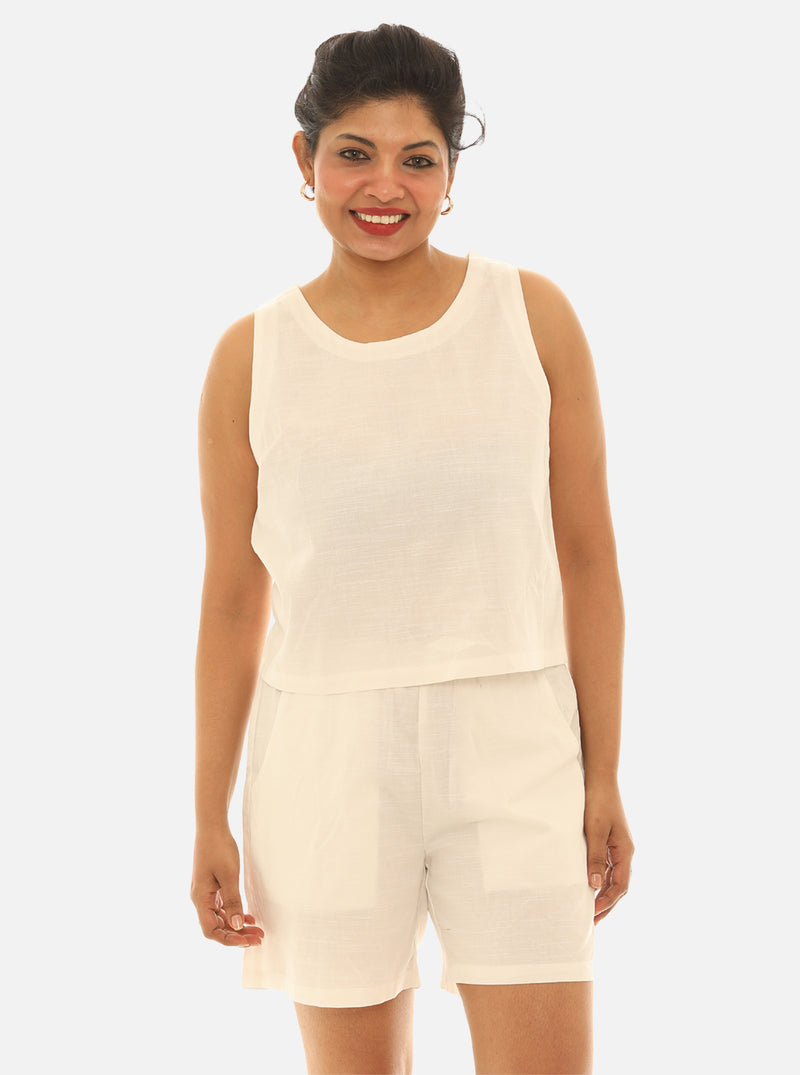 Women's Sleeveless Beige Top