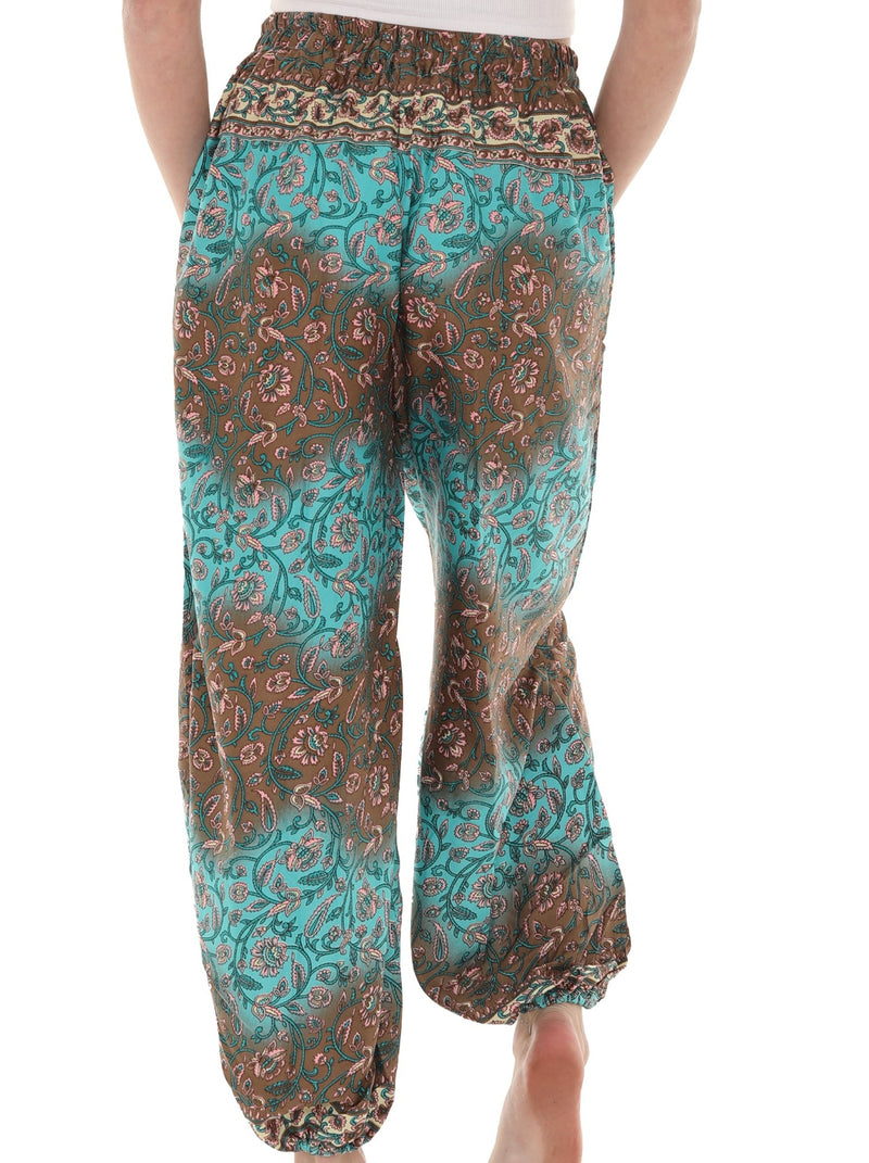 Floral & Abstract Prints Elastic-Waist Pocket Harem Pants