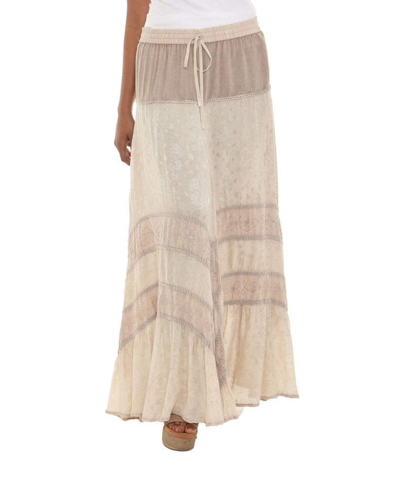 Embroidered Long Skirt with Drawstring