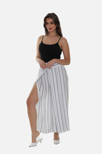 Women's Striped Split Casual Wide Leg Pants