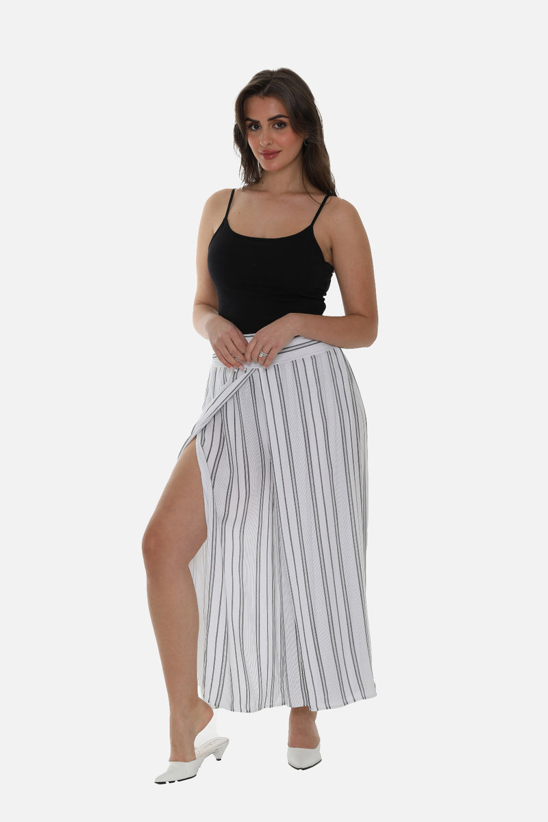 Women's Striped Split Casual Wide Leg Pants - Shoreline Wear, Inc.