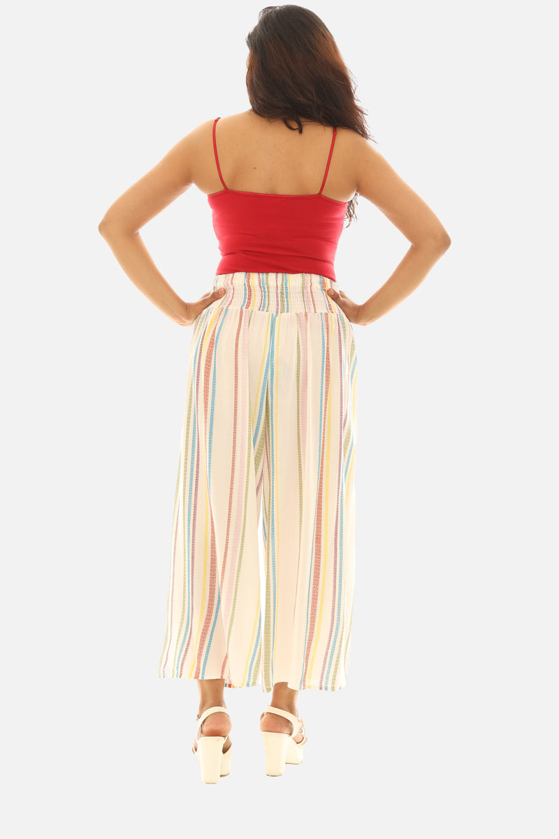 Women's Multi-Color Stripes Side Slit Pant