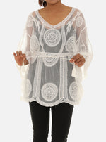 Mesh Tunic with Floral Pattern