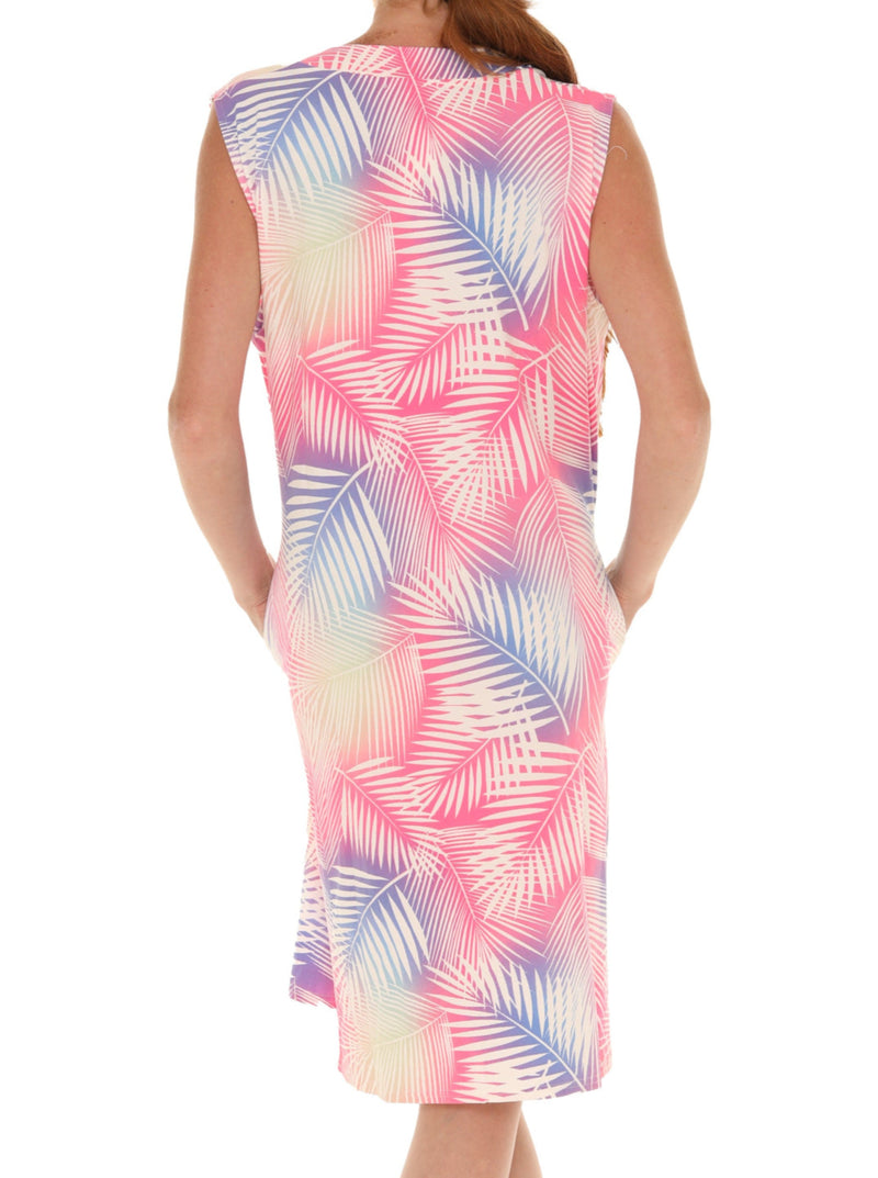 Palm Leaf V-neck print (UPF) dress