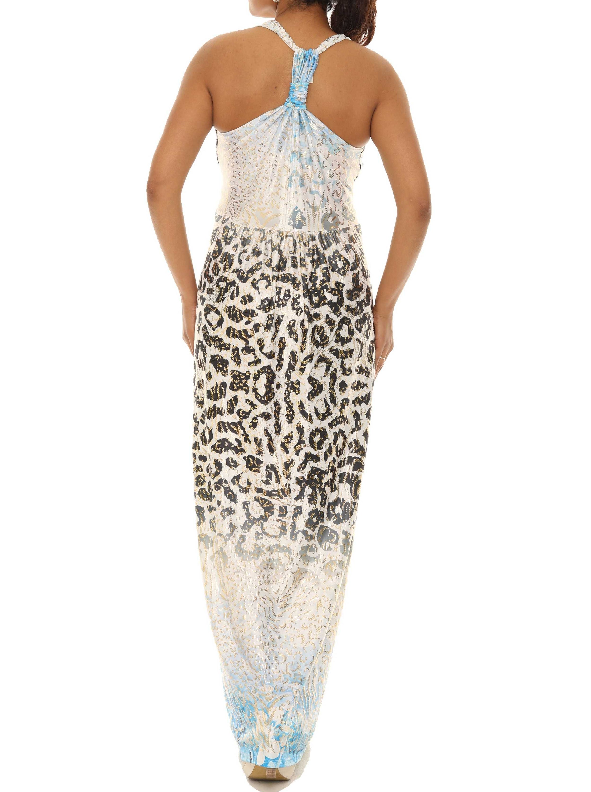Animal Print Gold Foil Print Halter Maxi Dress - Shoreline Wear, Inc. Animal Print Gold Foil Print Halter Maxi Dress - Shoreline Wear, Inc.