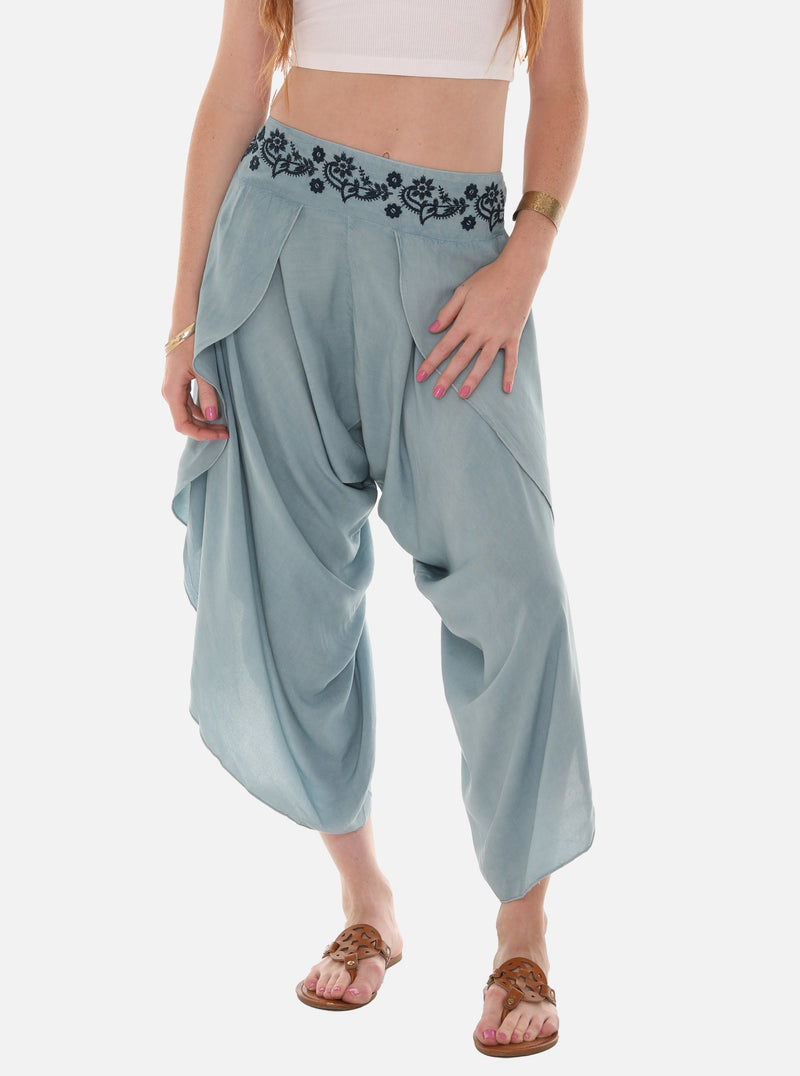 Harem Trousers Drape Silk Satin High Waist Drop Crotch Pants – Ofelya  Boutique