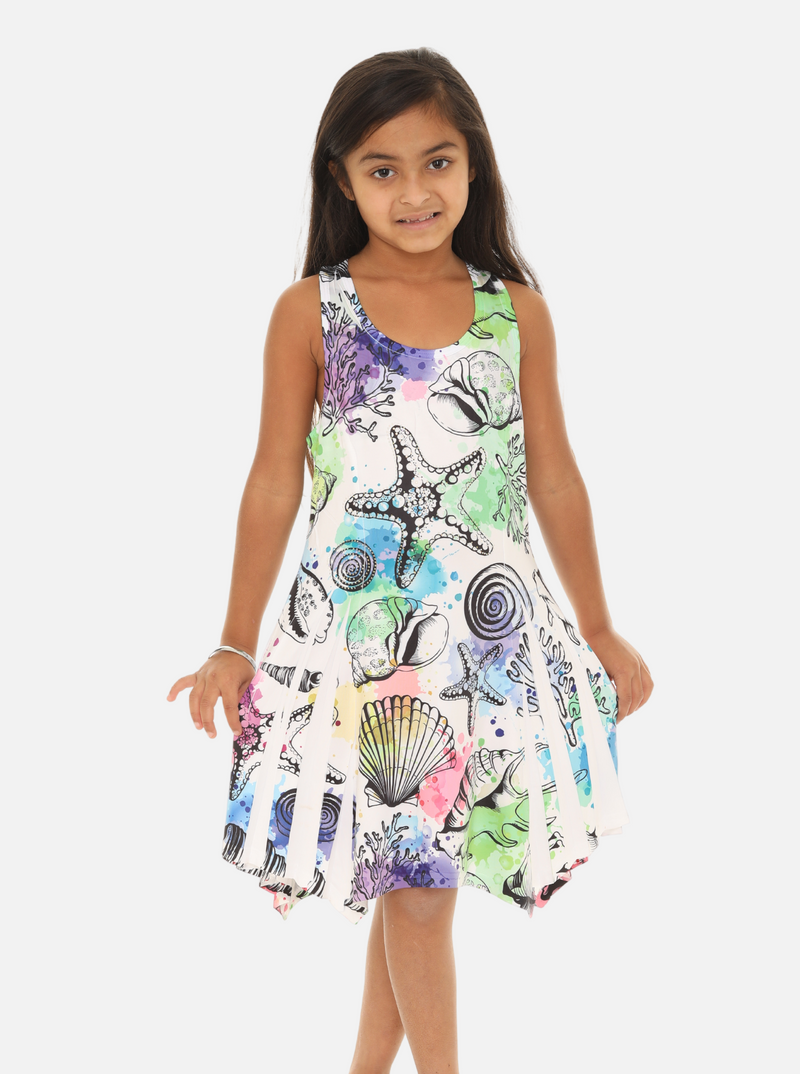 Kid's Knitting Short Dress With Star fish and Seashells