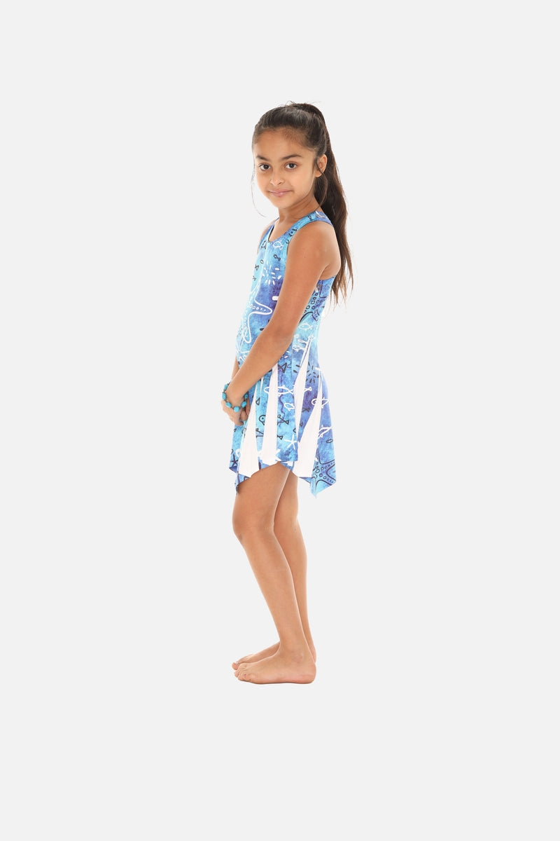 Kid's Knitting Short Dress With Sea Shells and Star Fish Prints
