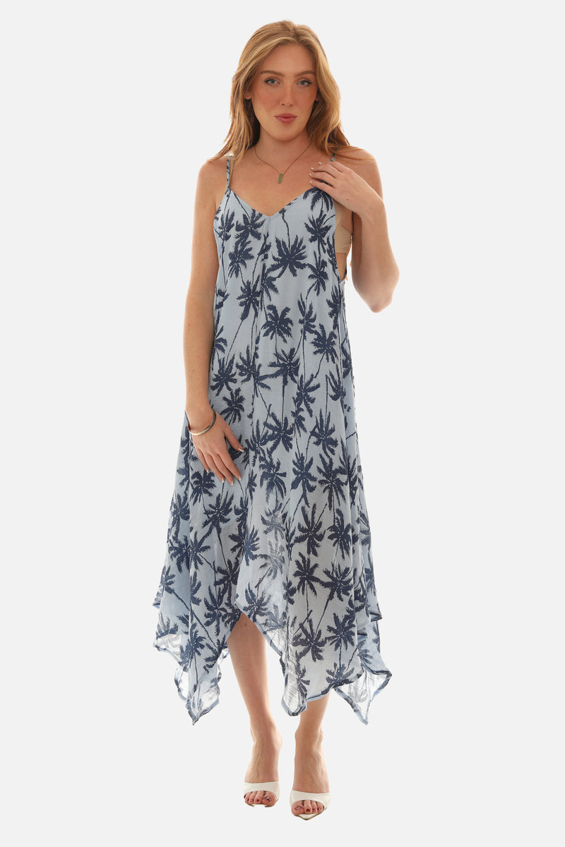 Palm Tree Asymmetrical Long Dress