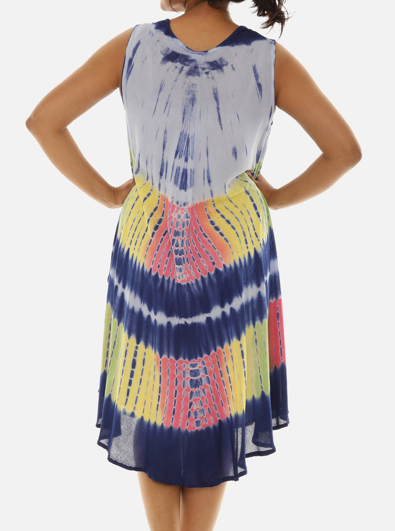 Rayon Tie Dye Midi Dress for Women ONE SIZE / Black Rayon Tie Dye Midi Dress for Women ONE SIZE / Black