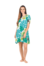Tropical Reef Print Half Sleeves Short Dress